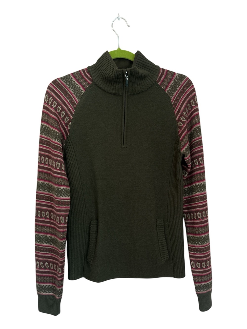The North Face Vintage Fair Isle Wool Blend Quarter Zip Sweater Size M